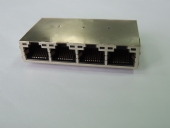 RJ45 1X4, W/1G TRANSFORMER AND 4PPoE, W/LED, SHIELDED